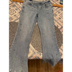 Copper Flash Curvy Rhinestone Flare Jeans Blue Ethan Wash Size 4 CMG00017